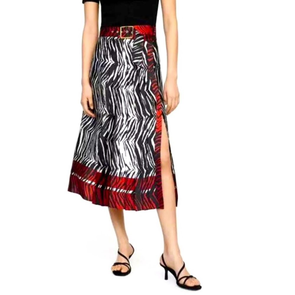 Zara Zebra Print Midi skirt